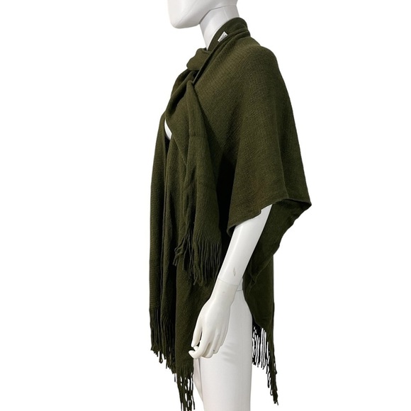 Olive Green Open Cardigan Fringe Shawl Sweater
New - Picture 5 of 7